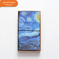 Journal de voyage vintage Van Gogh Nuit étoilée en PU avec bande élastique, plusieurs poches pour cartes, carnet rechargeable, logo personnalisé avec boîte cadeau