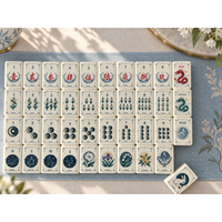 Jeu de Mahjong américain en acrylique, tuiles gravées double face, motifs Lune, Tarot, Lapin, Dragon, jeu de Mahjong de luxe personnalisé