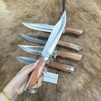 Couteaux de chasse à lame fixe Sharp Bowie couteaux russes forgés à la main avec protège-mains couteau tactique à manche en bois