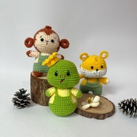 Kit de tricot à la main pour débutants : pendentif porte-clés en forme de petit animal mignon de dessin animé, poupée en fil à tricoter, artisanat DIY