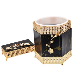 Moyen-Orient Arabie Saoudite Dubaï Style Fer Forgé Métal Stockage Boîte À Mouchoirs Poubelle Ensemble - Product Image 1