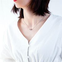 Collier élégant pour femme en acier inoxydable avec pendentif double cercle entrelacé, breloque anneaux en cristal CZ pavé, bijoux pour femme