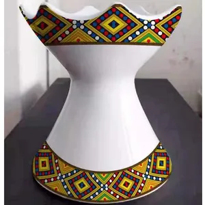 SY1101, традиционная горелка для благовоний с изображением тилета Сабы, фарфора, мачехи, эфиопской керамики, белого и черного цвета
