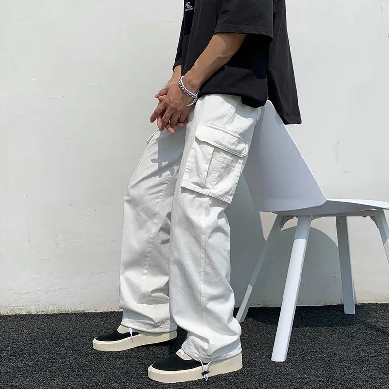 Casual Pants Herrenmode Loose Straight Wide Leg Pants Herren Streetwear Hip-Hop Pocket Cargo Pants