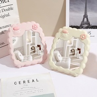 Miroir de table portable mignon en plastique pliable à une face pour dortoir, bureau, usage personnel, miroir de maquillage cosmétique personnalisé