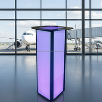 Table de cocktail haute illuminée, portable, pliable, carrée, LED, contemporaine, pour hôtel, facile à assembler, mobilier
