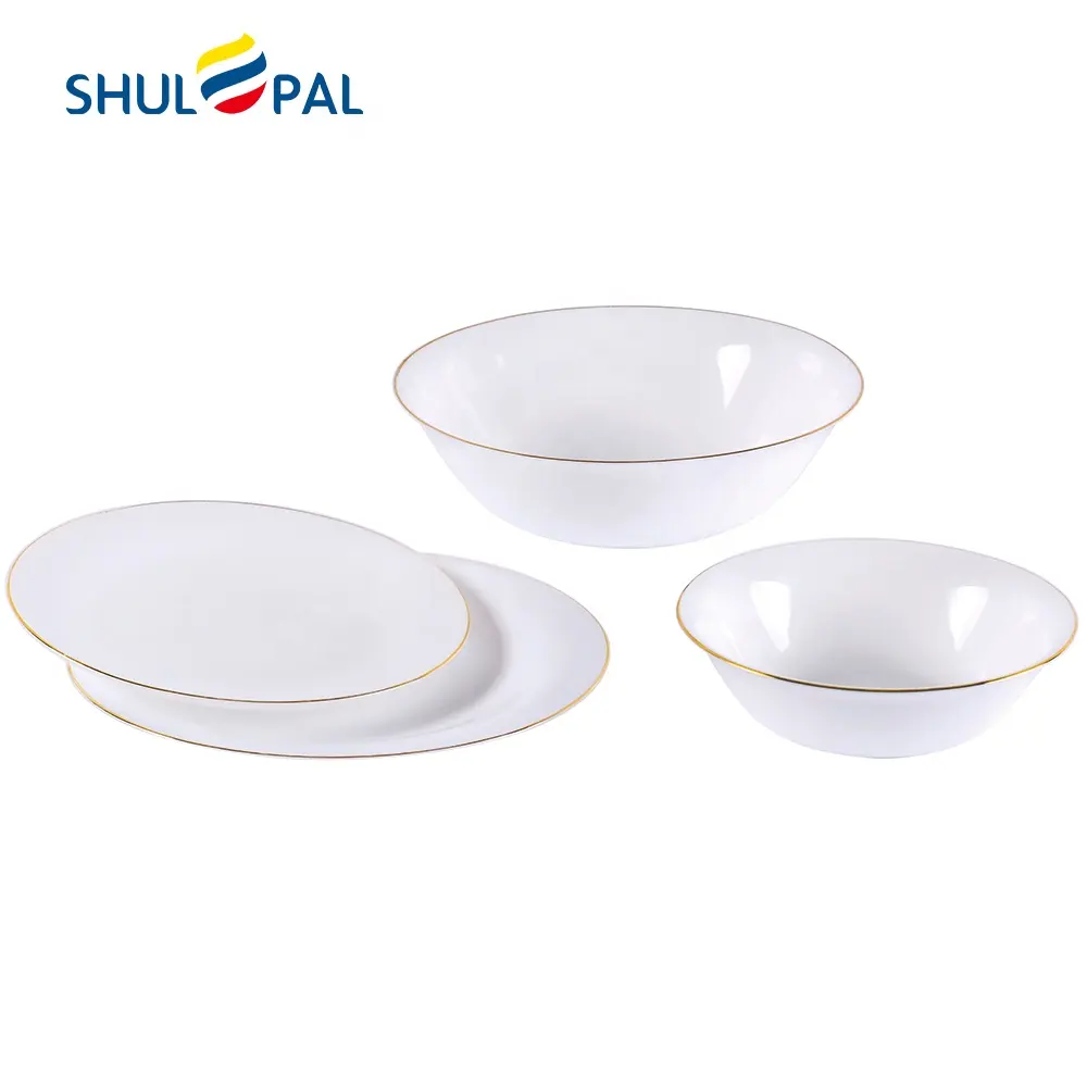 19PCS high chip and shock resistant opal glassware dinner set