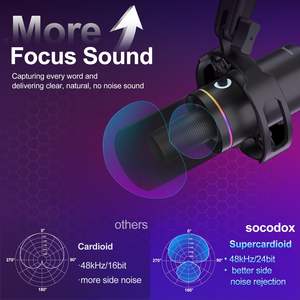 ไมโครโฟนคอนเดนเซอร์แบบคาร์ดิออยด์ WM8 ยอดนิยม พร้อมขั้วต่อ XLR และ USB-A โครงสร้างโลหะ พร้อมชุดกันกระแทก สำหรับใช้งานกับคอมพิวเตอร์ - Product Image 3