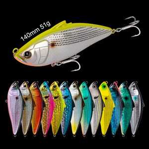 Honoreal Leurre de pêche Minnow Plug Jerkbait dur 140mm 51g 0-1m Flottant avec 6 hameçons, anneaux, billes et émerillon rotatif - Product Image 1