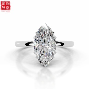 925 纯银镀金莫桑石 5 克拉榄尖形切割双爪镶嵌高级珠宝女士结婚戒指 REACH - Product Image 5