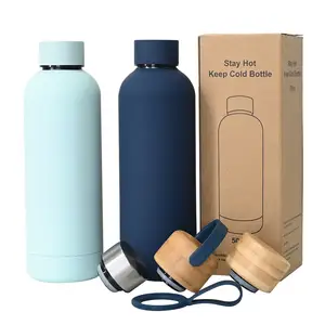 Water Bottle Vendors 500ml Double Wall Insulated Rubber Paint Water Bottle Factory Stainless Steel Cup Drink Blank Water Bottles