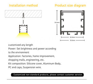 Perfil de Aluminio para Tiras LED de Alta Precisión, Luz Lineal Empotrada en Paneles de Yeso, Perfil LED para Iluminación Lineal - Product Image 3
