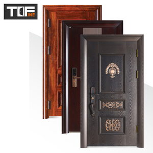 Dernière conception de la Turquie <span class=keywords><strong>Porte</strong></span> en bois en acier blindé Entrée de sécurité extérieure Portes en acier turques <span class=keywords><strong>Prix</strong></span> - Product Image 6