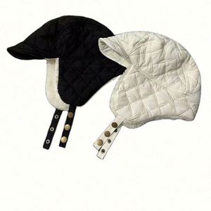 Fashion White Bomber <b>Hat</b> Women Winter Warm Cotton Cap Ear protection Flight Cap Winter <b>Hats</b> With Ear Protection - Product Image 3