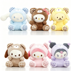 Figura de Anime de 8-15 cm, Derivados Animados de Kitty y Melody, Muñeco de Peluche con Patrón a Cuadros, Juguetes de Peluche de Sanrio - Product Image 1