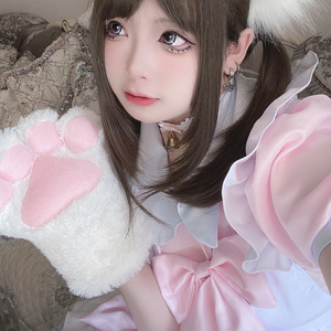 Tenue de demoiselle d'honneur Lolita, robe rose à manches courtes avec nœud en tissu, costume de cosplay pour jeu de rôle d'anime, à partir de 14 ans - Product Image 1