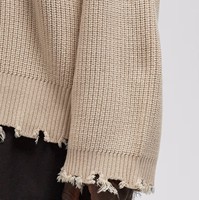 KD Knit Manufacturer – Pull personnalisable pour homme, style universitaire, jacquard à lettres, ourlet effiloché, tricot oversize, OEM