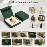 Boîte cadeau de luxe personnalisée en carton rigide vert avec feuille d'or et insert en EVA pour flacons de parfum, vernis à ongles et huiles essentielles