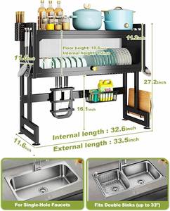 Wholesale Stainless Steel Double Tier Wall Mounted <b>Kitchen</b> Drain <b>Rack</b> Dish Organizer Durable & Eco-Friendly - Product Image 3