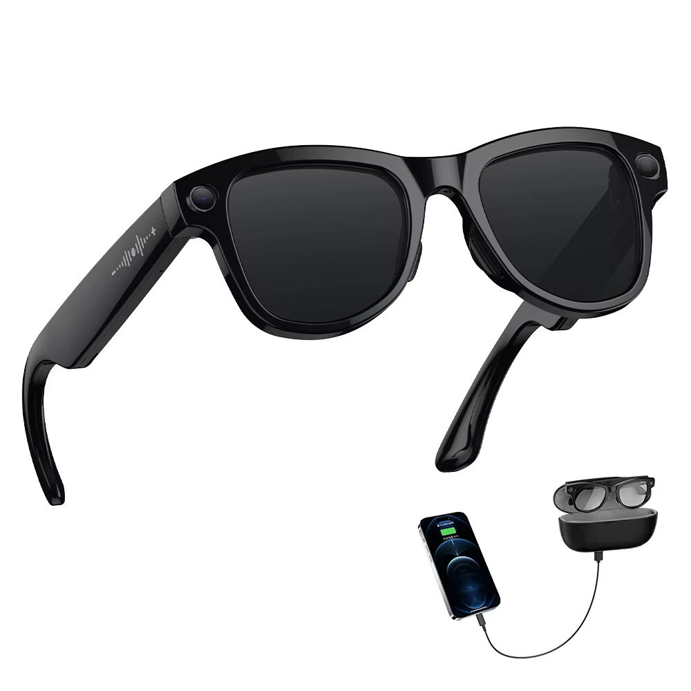Lentilles de lunettes de soleil avec étui de charge noir