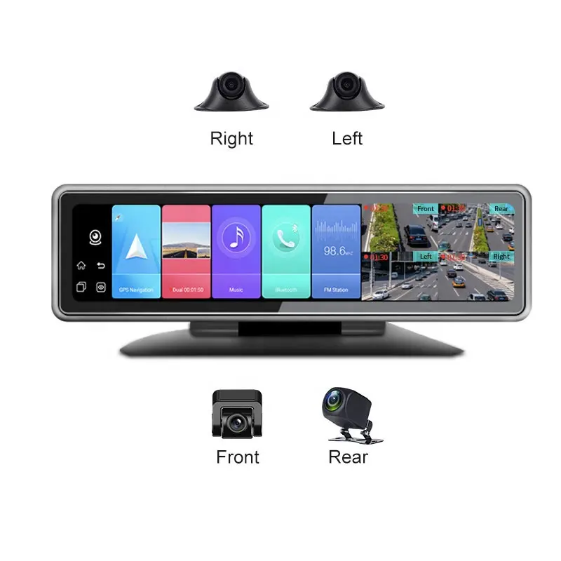 12 pollici 4 record car dvr 4g registratore di guida a schermo intero 720p dash cam fotocamera a 360 gradi scatola nera per auto