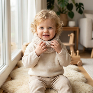 وشاح أطفال طويل بلون واحد بنمط متعرج لطيف مقاوم للرياح دافئ صديق للبيئة ناعم محمول قابل للغسل للجنسين لجميع المواسم - Product Image 1