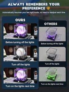 Vitrine de présentation de baseball Henry avec LED, support de baseball en cube transparent avec fonction mémoire, boîte de présentation pour autographe pour une seule balle avec 10 - Product Image 6