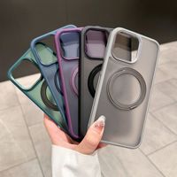 Nouvelle coque de téléphone portable givrée antichoc avec anneau magnétique rotatif à 360° et cadre de refroidissement translucide pour iPhone 14 15 16 Pro Max
