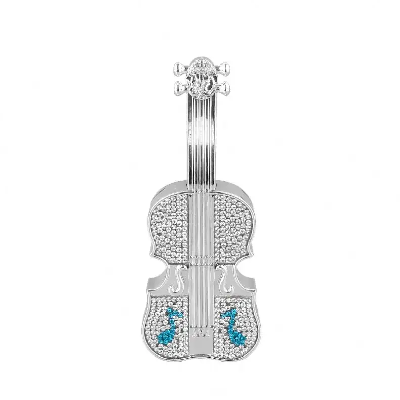 3,8 ml 3,8G personalizado lindo plata único lujo plata brillo guitarra violín forma contenedores para tubo de brillo de labios