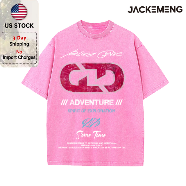 Oversized Washed Retro Futuristic Streetwear Print Tshirt USA Stock Wholesale Y2K Casual Tee