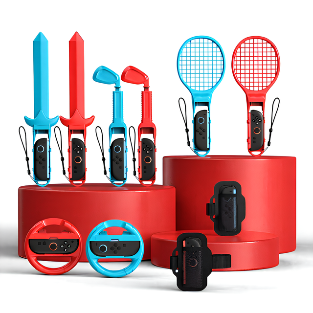 New Wireless for 2 Accessories Sports Game Controller Set ABS Material Fencing Tennis Racket Racing Steering Wheel