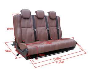 Asiento de Cuero Convertible AutoLiuMa para Camper Van <span class=keywords><strong>Mercedes</strong></span> Sprinter, Diseño Deslizante Delantero de Tres Pliegues, Se Plana Completamente como una Cama - Product Image 2