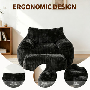 Fauteuil pouf géant en <span class=keywords><strong>peluche</strong></span> pour adultes avec accoudoirs, fauteuil de salon confortable surdimensionné, canapé paresseux au sol, <span class=keywords><strong>chaise</strong></span> d'appoint pour le salon - Product Image 2