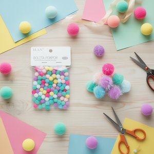 Ilan Bolita Pompom 1,5 cm Colore Macaron 60 Pezzi Decorazioni Artigianali - Product Image 2