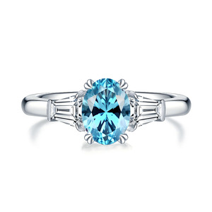 Gioielli di Lusso <span class=keywords><strong>in</strong></span> Argento Sterling S925, Anello di Fidanzamento con Zirconia Ovale da 1,5 Carati 6x8mm, Regalo per Donne - Product Image 1