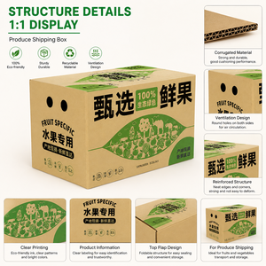 FX Oem/Odm Custom Logo Printed Rigid Hardboard <b>Kraft</b> Corrugated Fruit <b>Box</b> for Organic Farm Natural Fresh Produce - Product Image 2