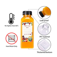 Bouteilles de jus en plastique vides NH 8oz 12oz avec bouchons, réutilisables, transparentes, contenants de boissons en vrac avec couvercles noirs inviolables