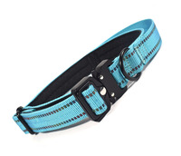 Collier pour chien en cuir durable 2025, couleur unie, avec doublure en néoprène souple, idéal pour l'entraînement et la randonnée
