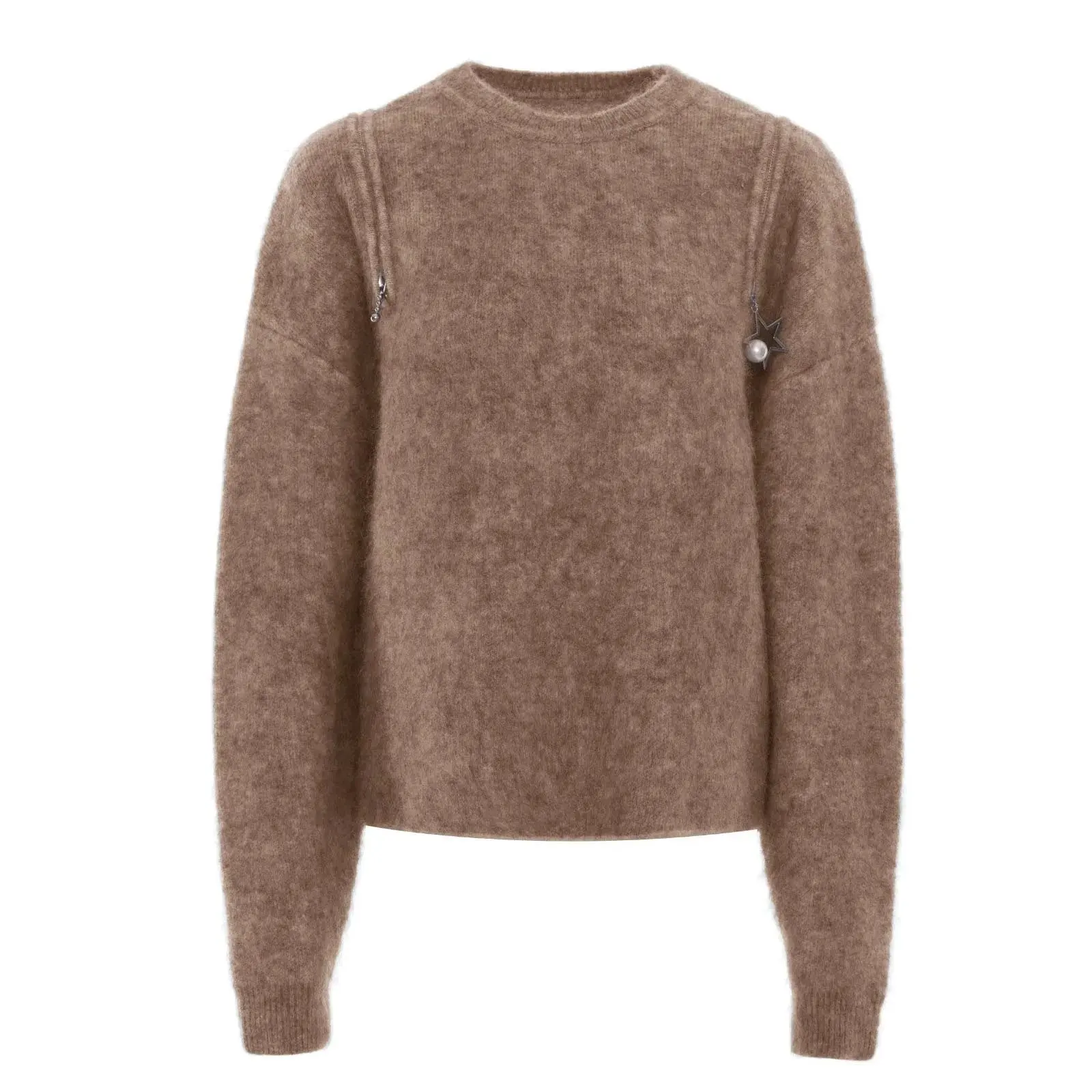 Custom Grey Long Sleeve Winter Zipper Front Oversize Sweater Cashmere Marine Wool Sweaters