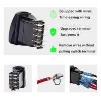 Interrupteur à bascule momentané (ON)-OFF-(ON) 12V, réversible, 10 broches, flèche haut/bas pour voiture, bateau, marine