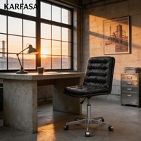 Chaise de bureau pivotante en cuir à dossier moyen, design moderne, sans accoudoirs, pour le maquillage, le bureau, le laboratoire informatique ou le salon