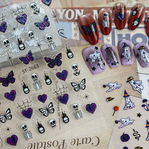 Nuovi Adesivi per Unghie di Halloween con Ragnatele Scintillanti, Fantasmi, Pipistrelli e Zucche, Decorazioni per Unghie - Product Image 4