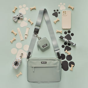 Asil düz renk özel tasarımcı kayış seyahat kılıfı baskı logonuz ile köpek bakımı çanta Crossbody köpek yürüyüş çantası - Product Image 2