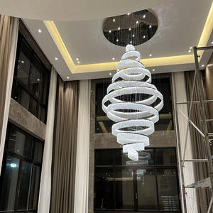 Décoration Luxueux Lustre en spirale suspendu escalier grand long anneau moderne k9 suspension en cristal - Product Image 5