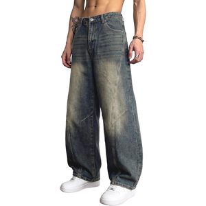 Jeans de Pierna Ancha para Hombre FOXA, Mezclilla de Peso Medio, Costura Trenzada, Corte Relajado, Estilo Casual Urbano - Product Image 4