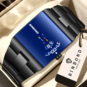 Montre pour homme Binbond B676 676, nouveau design rectangulaire, mouvement <span class=keywords><strong>à</strong></span> <span class=keywords><strong>quartz</strong></span>, montre pour homme, étanche, acier inoxydable, montre-bracelet de luxe - Product Image 2