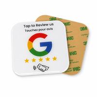 Autocollant NFC Google Avis de Restaurant en PVC Acrylique 100x100mm Carré, Mini-programme tactile pour commande, Support de table