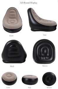<b>Inflatable</b> <b>Sofa</b> Chair with Footrest and Recliner Flocking Material Foldable Design for Outdoor Use - Product Image 5