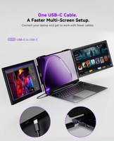 Moniteur portable 14 pouces Full HD IPS, extension d'écran multi-écrans, triple écran, écran large, USB Type C pour usage professionnel