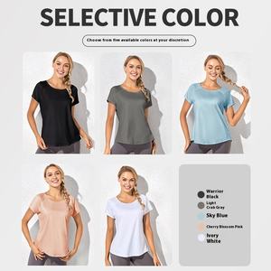Camiseta holgada para <span class=keywords><strong>mujer</strong></span>, Camiseta deportiva para Fitness, Yoga, correr, con malla, vendaje transpirable, Manga corta para verano WA70 - Product Image 5